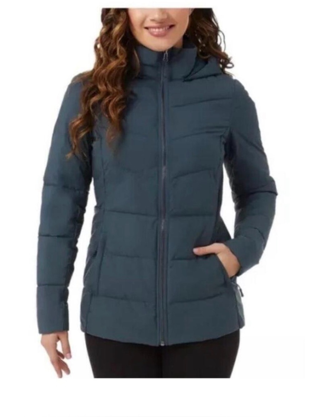 32 Degrees Dark Teal Puffer Coat with Hood Size XXL